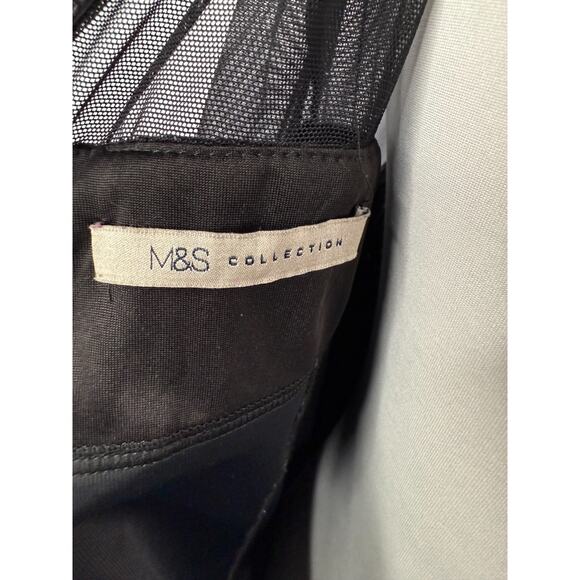 M&S Black Velvet Long Sleeve Secret Support Dress Sz US 8 Wednesday Addams Goth - Picture 5 of 13